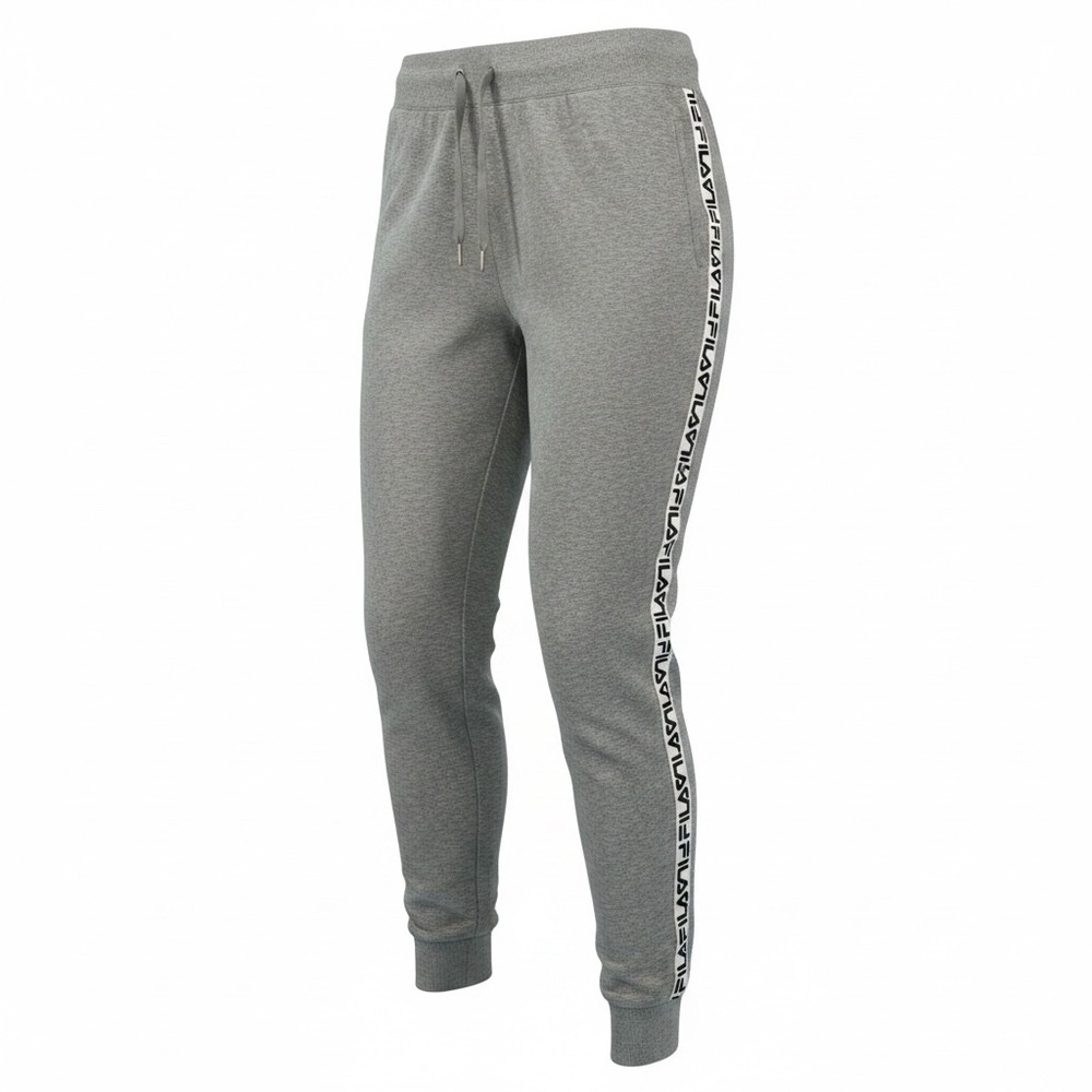 Fila Mens Logo Tape Trainer Jogger Sweatpants Heather Gray XL NWT‎